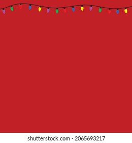 christmas lights on red background