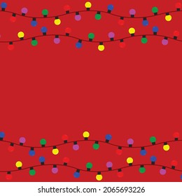 christmas lights on red background