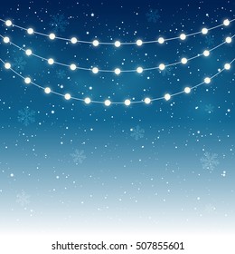 Christmas lights on starry background