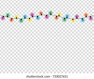 Christmas lights  on transparency background