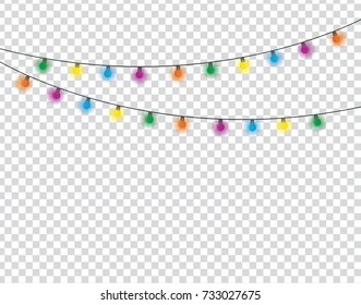 Christmas lights  on transparency background