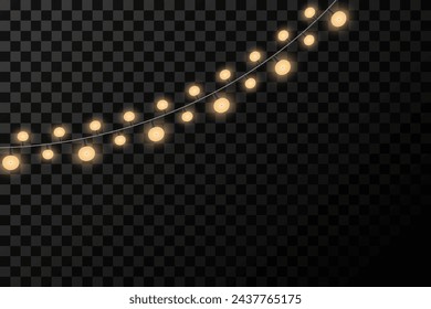 Christmas lights on a transparent background. Christmas glowing garland. Vector illustration	
