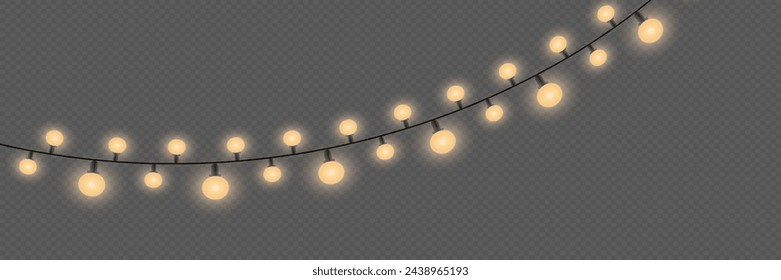 Christmas lights on a transparent background. Christmas glowing garland. Vector illustration