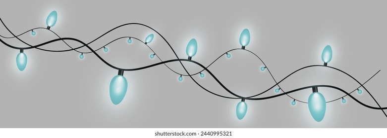 Luces de Navidad sobre un fondo transparente. Guirnalda resplandeciente de Navidad. Ilustración de vector