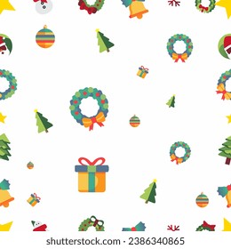 Christmas Christmas lights on a tree pattern, seamless, connected without end.