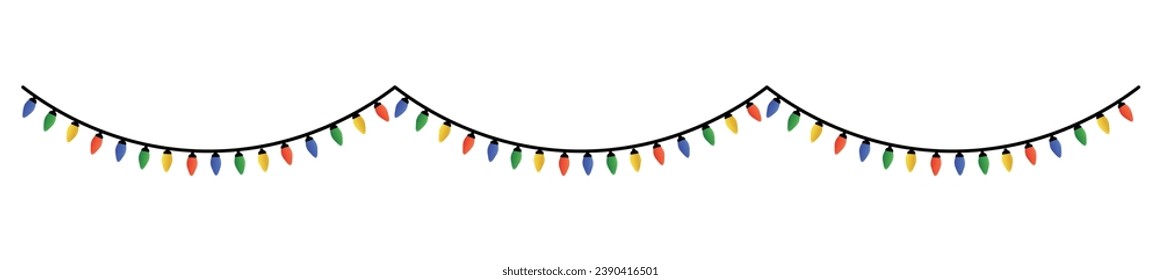 Christmas lights on white background