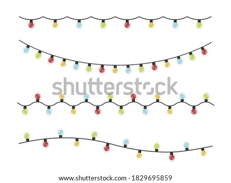 Christmas lights on a white transparent background. Set of decorative shining garlands. christmas design element. Isolated vector illustration.
