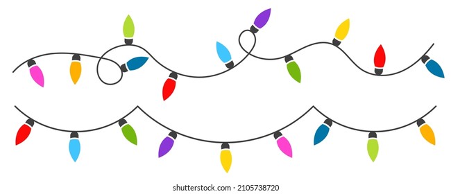 Christmas lights pattern. Christmas light bulbs. Garland with bulbs. Holiday xmas decoration.