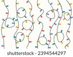 Christmas lights pattern in vector seamless, seamless background for greeting cards, backdrops, wrapping paper, greetings, etc.