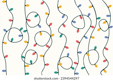 Christmas lights pattern in vector seamless, seamless background for greeting cards, backdrops, wrapping paper, greetings, etc.