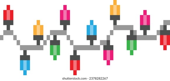 Christmas lights pixel art vector image or clipart