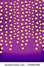 Christmas lights, poster design template, greeting banner, vector illustration