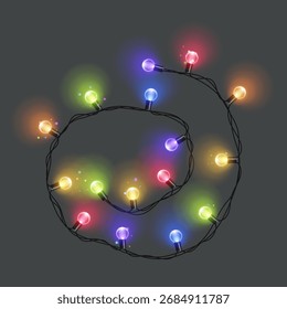 Navidades ilumina Elementos de diseño realistas. Luces brillantes para el formato de Vector de la tarjeta de felicitación de Festiva de Navidad