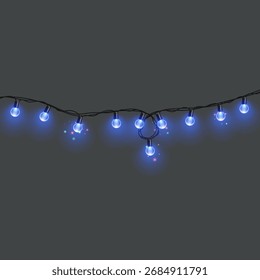 Christmas lights realistic design elements. Glowing lights for Xmas Holiday greeting card Vector format