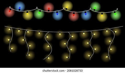 Christmas lights. Realistic garlands. holiday decorations. vector illustartration.