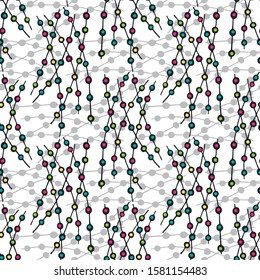 Christmas lights seamless pattern. Hand drawn style. Doodle style. Christmas or New Year vector illustration. Design element for fabric, banner, wrapping paper, wallpaper.
