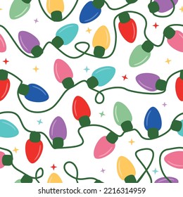 Christmas lights seamless repeat pattern,  holiday background