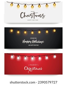 Christmas lights set, background. Vector 
