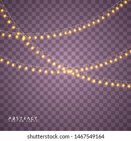 Christmas lights set. Glowing lights for Xmas Holiday cards, banners, posters, web design. Vector EPS 10 illustration.
