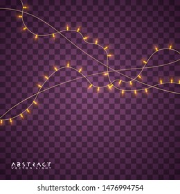 Christmas lights set. Glowing lights for Xmas Holiday cards, banners, posters, web design. Vector EPS 10 illustration.