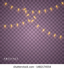 Christmas lights set. Glowing lights for Xmas Holiday cards, banners, posters, web design. Vector EPS 10 illustration.
