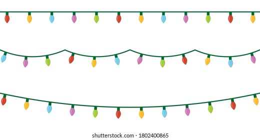 Christmas lights set icon on white background