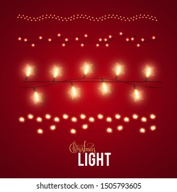 Christmas lights set. Shining light garlands collection.
