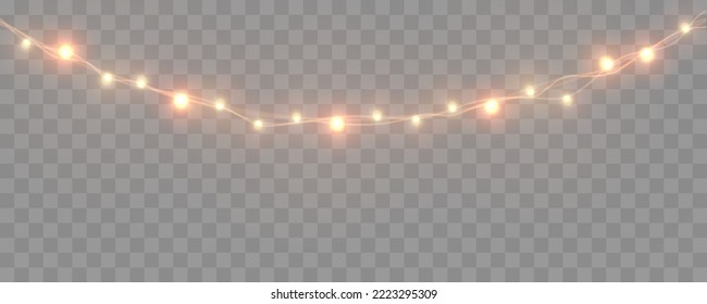 Weihnachtsleuchten. Vektor Silvester schmückt Garland mit Glühbirnen.