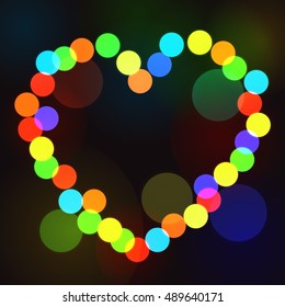 Christmas lights in the shape of a heart.