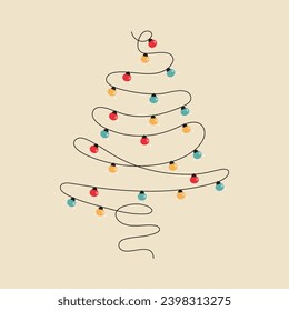 Las Luces De Navidad En Forma De Diseño Del Vector De Icono Del Árbol De Navidad.