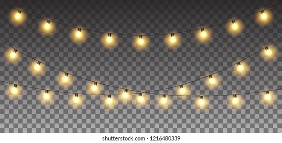 Christmas lights.  Christmas shining garland isolated on white. Vector