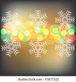 Christmas Lights and Snowflakes Background