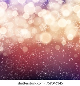 Christmas lights and snowflakes background