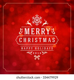 Christmas lights with snowflakes and typography label design vector background. Greeting card or invitation and holidays wishes. 