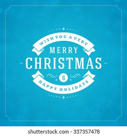 Christmas lights with snowflakes and typography label design vector background. Greeting card or invitation and holidays wishes. 