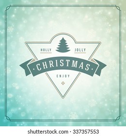 Christmas lights with snowflakes and typography label design vector background. Greeting card or invitation and holidays wishes. 