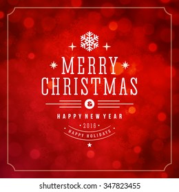 Christmas lights with snowflakes and typography label design vector background. Greeting card or invitation and holidays wishes. 