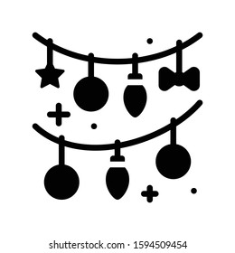 Christmas lights solid design icon, vector illustration