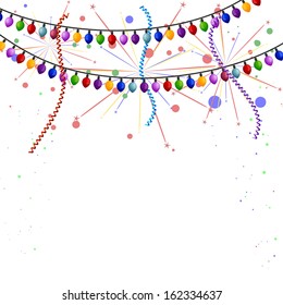 Christmas lights with streamers and fireworks