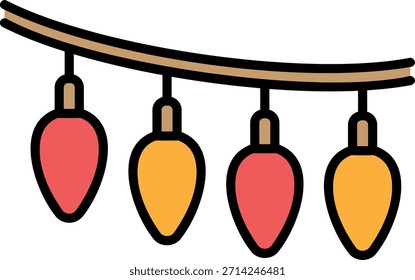 Christmas Lights String Flat Icon