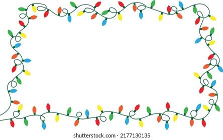 Christmas lights string isolated  frame on white background vector
