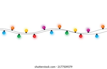 Christmas lights string isolated on white background vector