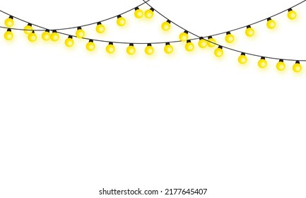 Christmas lights string isolated on white background vector