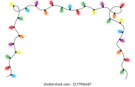 Weihnachtslichtssaite einzeln auf weißem Hintergrund, Vektorgrafik