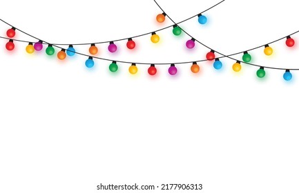 Christmas lights string isolated on white background vector