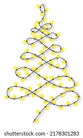 Christmas lights string isolated on white background vector