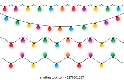 Christmas lights string isolated on white background vector