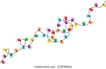 Christmas lights string isolated on white background vector