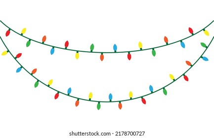 Christmas lights string isolated on white background vector