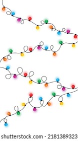 Christmas lights string isolated on white background vector